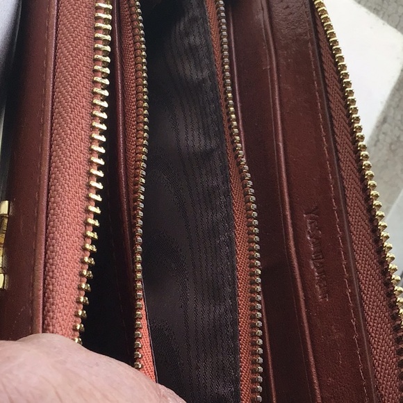 Vintage. YSL Brown Leather Wallet - Picture 9 of 11
